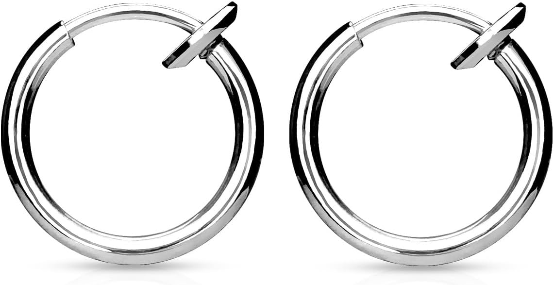 Mini Clip On Spring Hoop Earrings for Non-Pierced Ears