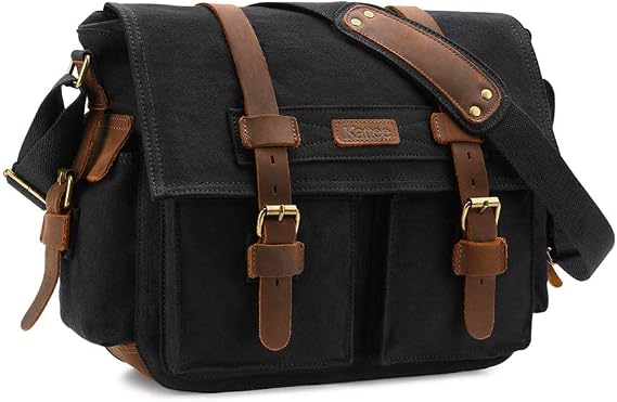Kattee Vintage Leather Canvas DSLR SLR Camera Bags for Men