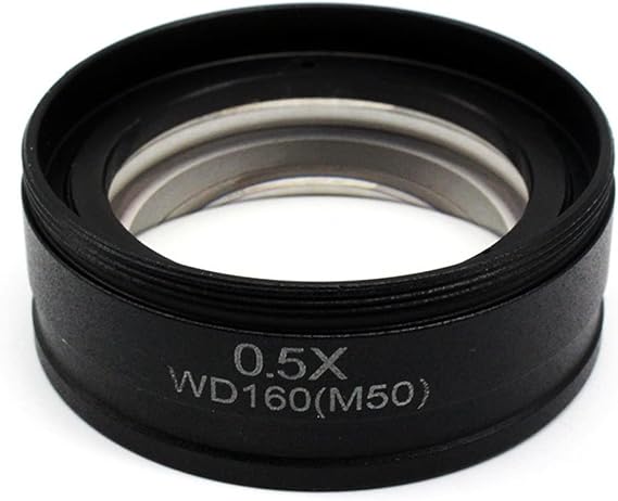 Microscope Kit 0.5X Barlow Objective Lens Working Distance 160 mm Auxiliary Lens for Stereo Microscope w/ Mounting Size M42 M48 M50 M52 x 0.75mm Microscope Lens Adapters ( Size : Mounting Thread 50mm