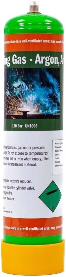 Argon Disposable Gas Bottle Cylinder KIT Welding 100% Pure 0.95L (Argon 100%)