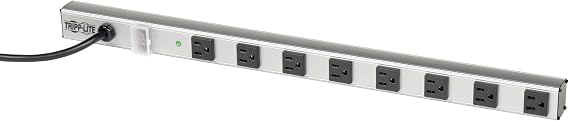 Tripp Lite 8 Outlet Power Strip with Surge Suppression, 6ft. Cord, Metal, 24 in. Length, Life (SS240806)