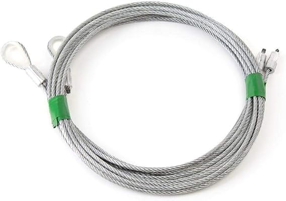 Garage Door Cable Replacement Kit - Pair of 9' 5" Aircraft Galvanized Steel Garage Door Wire for 8ft High Doors, 1/8" Thick Torsion Spring Cables with Loops & End Sleeves