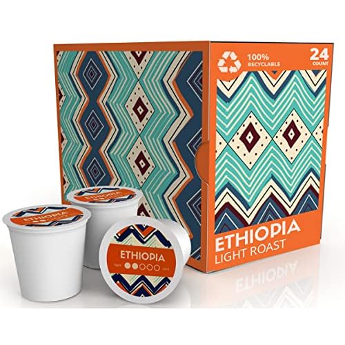Atlas Coffee Club Coffee Pods Light Roast, Single-Origin Ethiopia, 24 Count Compatible with Keurig K-Cup Brewers 100% Recyclable, Premium Arabica Coffee