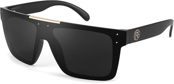 FEISEDY Polarized Sunglasses for Men, Z87 Oversized Square Flat Top B2990 | Polarized, UV400 Protection, Outdoors Sports, Fishing, Climate Pledge Friendly