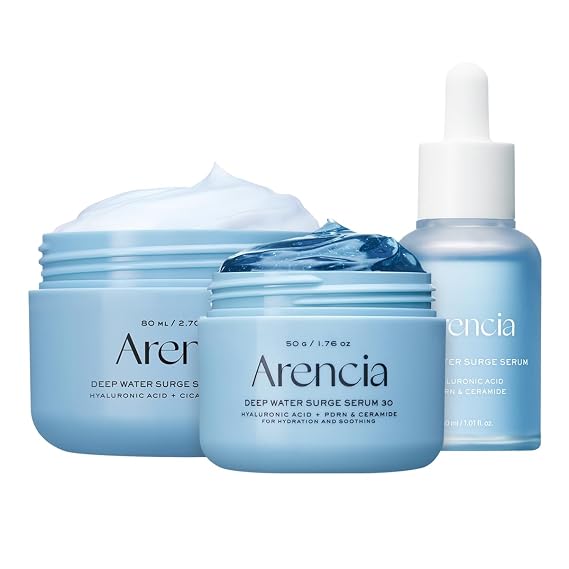 Arencia Deep Water Surge Trio set [Intensive Overnight Serum + Deep hydration serum + Soothign Cream]