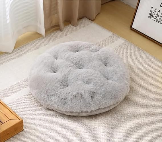 Large Floor Pillow Meditation Cushion Round Floor Cushions for Adults,Luxury Thick Floor Pillows for Sitting Put in Living Room Balcony Outdoor Tatami（Gray）