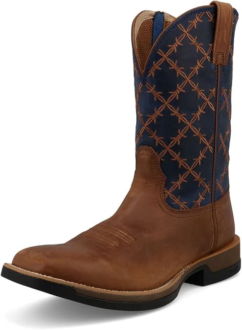 Twisted X 11" Tech X Boot, Color: Saddle & True Blue, Size: 9.5, Width: EE (MXW0009-EE-09.5)