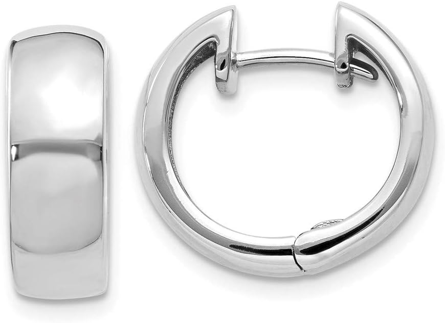 14K White Gold Hinged Hoop Earrings ~ 5.5mm width