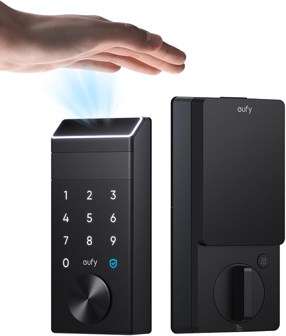 eufy Security Smart Lock FamiLock E34 with Palm Vein Recognition | ANSI/BHMA Grade 1, Auto Lock, IP65 Waterproof, Keyless Entry Door Lock for Front Door, Wi-Fi Keypad Deadbolt, No Monthly Fee