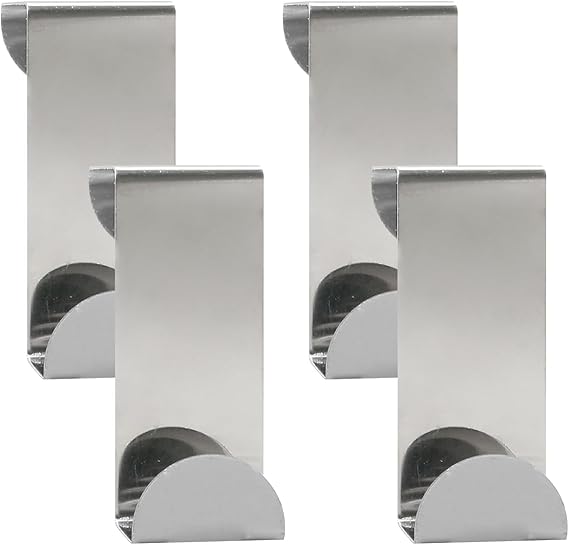 Luckious 4PCS Over The Door Hook for Door, Bathroom - Stainless Steel Versatile Coat Hooks, Over Door Hangers, Reversible Cupboard and Drawer Hooks, Kitchen, Bedroom, Office