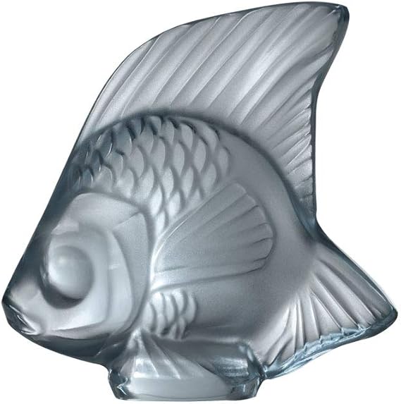 Lalique Crystal Persepolis Blue Fish Sculpture