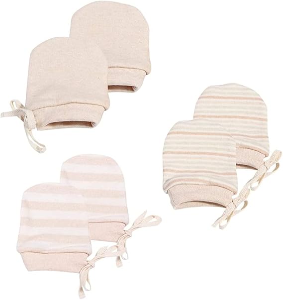 MOMSMENU Newborn Mittens No Scratch baby mitts with string 3 Pack 0-12month