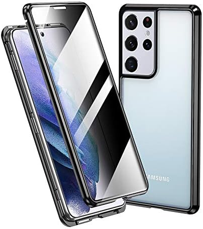 Galaxy S23 Ultra 6.8 inch case Anti-Peeping + Security Lock Magnetic adsorption Double-Sided Protection case Tempered Glass Protective Screen Metal Bumper Lens Protector (Green)