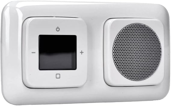 Busch-Jaeger Flush-Mounted Radio Set: 8215 U-101 Busch Radio DAB+ + 8252-214-101 Central Panel for Busch Radio DAB+ + 8223 U Speaker Insert + 8253-214 Central Panel Loudspeaker Alpine White Reflex SI