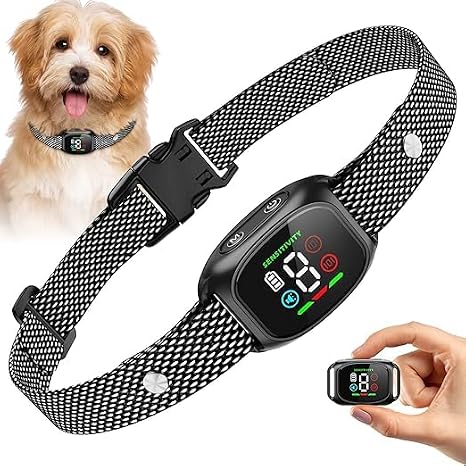 Anti-Bark Collar for Small Dogs, No Shock Anti Barking Collars with 7 Sensitivities, 3 Adjustable Modes Beep & Vibration, IP67 Waterproof - Effective & Humane Small Dogs Bark Collar, Dark Black