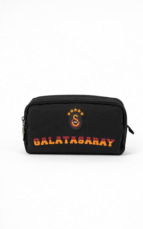 Galatasaray Lisanslı 5 Yıldızlı Kalemlik - Siyah Sarı Kırmızı 2 Bölmeli Kalem Kutusu