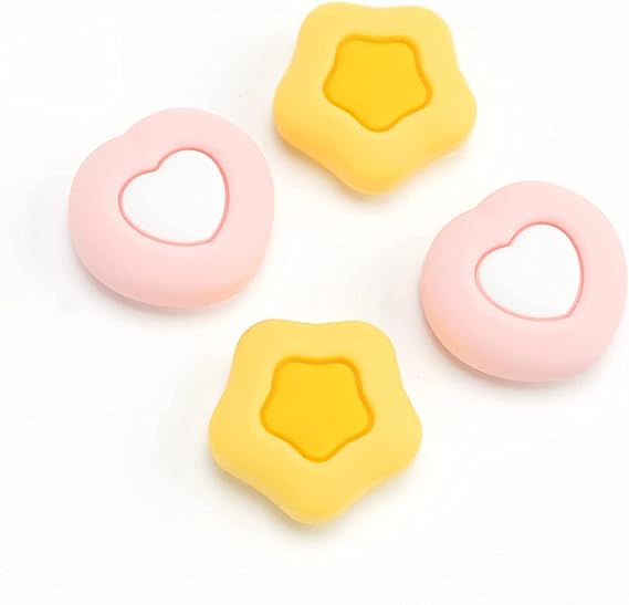 GeekShare Cute Silicone Joycon Thumb Grip Caps, Joystick Cover Compatible with Nintendo Switch/OLED/Switch Lite,4PCS - Cream Heart