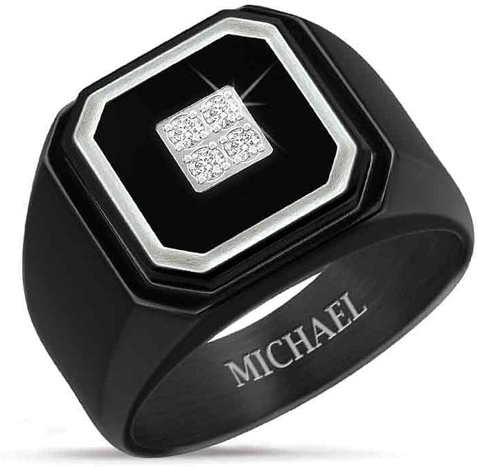 Black Ice Men's Diamond Personalized Ring - Size 15#4683-0014