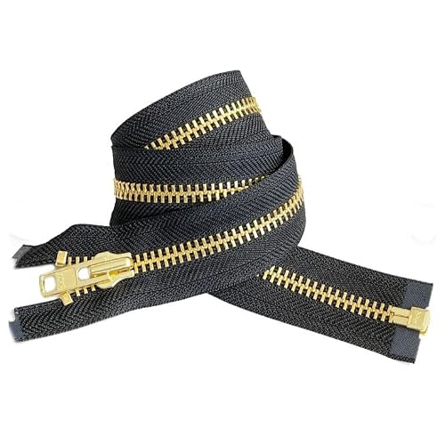 #8 Extra Heavy Jacket Separating Zipper - YKK Brass Metal Separating - Color Black - Made in The United States - Choose Your Length - 1 Zipper Per Pack Black - 24 Inches