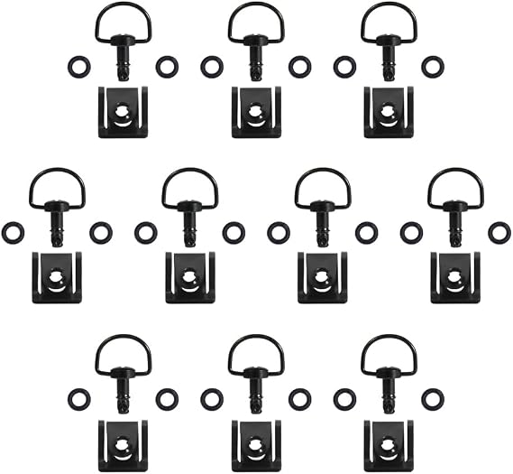 MOTO4U Motorcycle Quick Release Race Fasteners 1/4 Turn 14mm D-Ring Length in Dark Black (10 Pack)