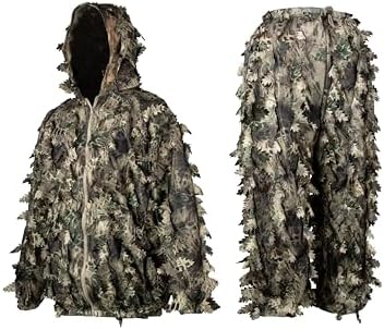 WOLFHUNT Ghillie Suit 3D Leafy Camo Hunting Suit Lightweight, Breathable Camouflage for Outdoor Hunting & Stealth