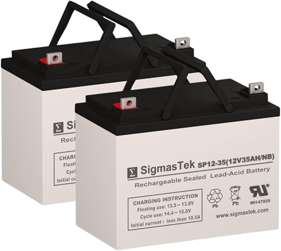 Hoveround MPV5 Wheelchair Battery Replacement Set by SigmasTek - 2 x 12 Volt 35AH