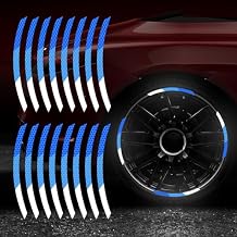 16 Pcs Car Wheel Hub Color Strong Reflective Stickers for Cars Night Safety Warning Reflective Stripe Decal Auto Motorcycle Wheels Rim Cycling Bicycle Truck Car Sticker (Blue)