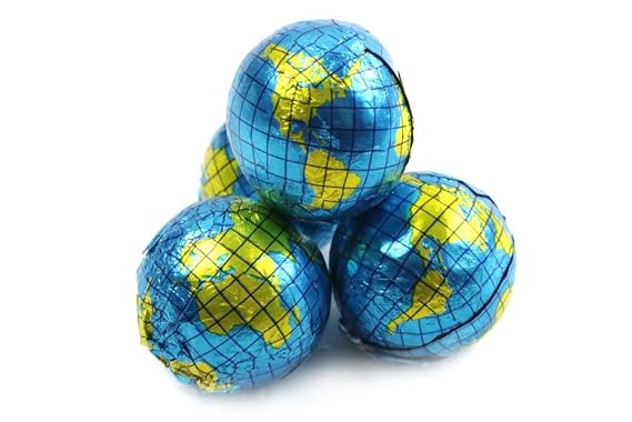 (All City Candy) Foiled Solid Milk Chocolate World Globes - Bulk Bags (2 LB Bag)