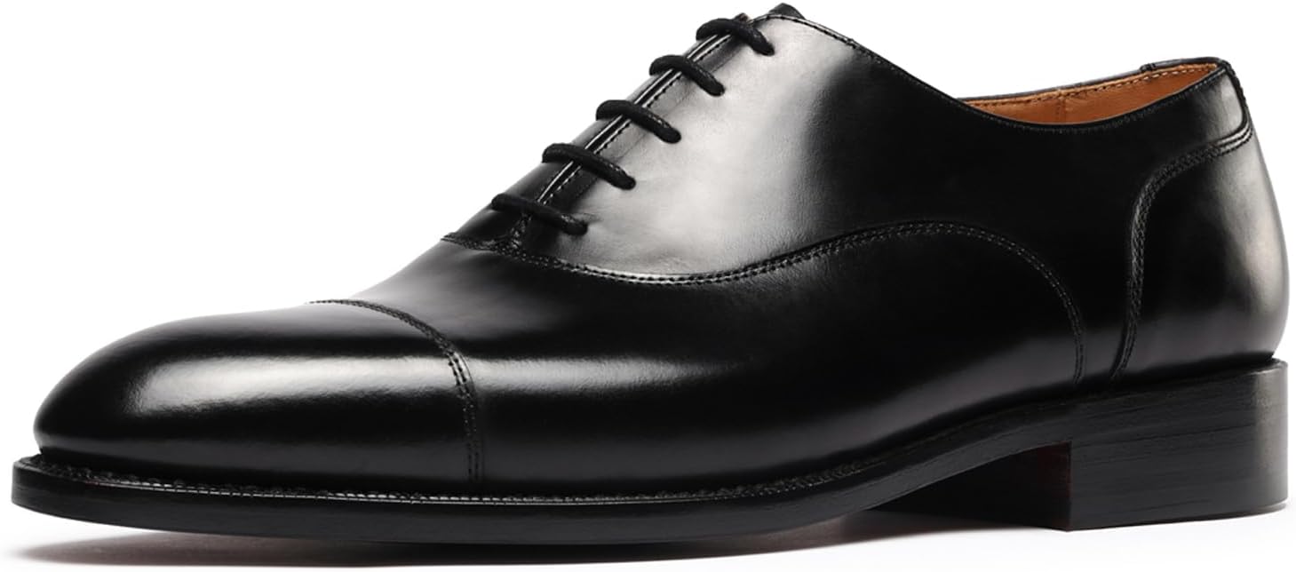 Mens Oxfords Cap Toe Calf Leather Dress Shoes for Business,Formal