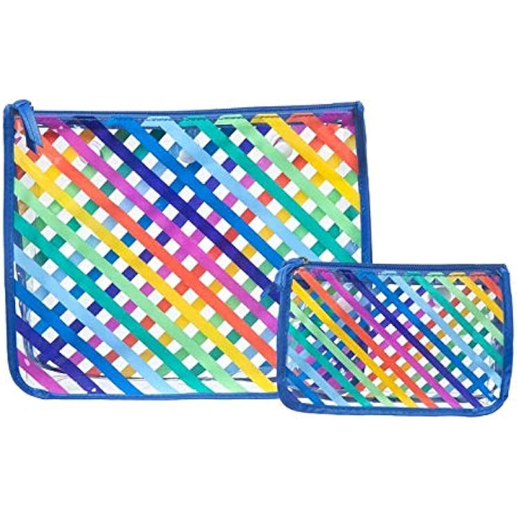 Clear Designer Zipper Insert Set of 2 Travel Organizer Storage Pop In Bogg Bag Stripes