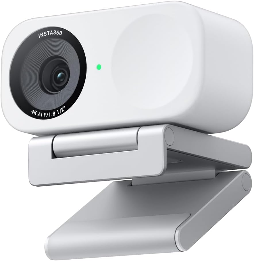 Insta360 Link 2C Standard Edition Arctic White - 4K Webcam for PCMac, 12 Inch Sensor, Auto Framing, HDR, AI Noise Cancelling Microphone, Gesture Control for Streaming, Video Calls, and Gaming