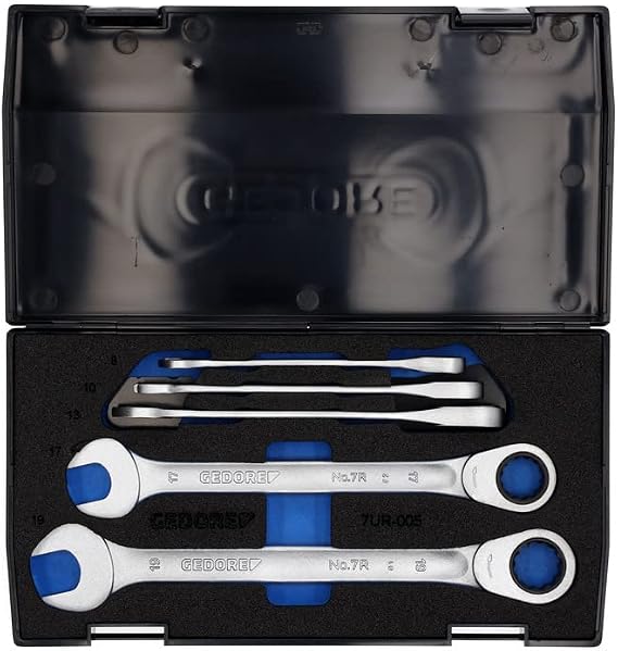 Gedore 2297434 Combination Ratchet Spanner Set 5 Pieces 8-19 mm