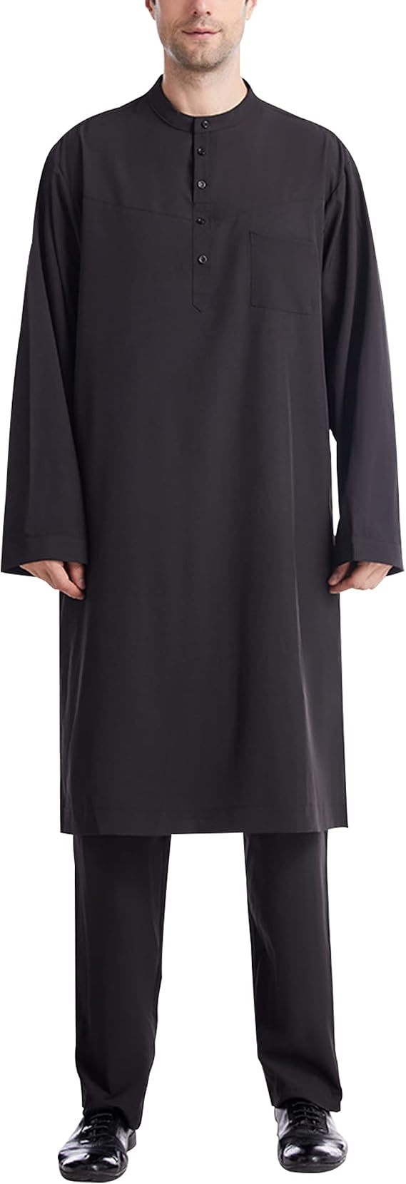 Thobe for Men Islamic Clothing Moroccan Kaftan Muslim Clothes 2 Piece Set