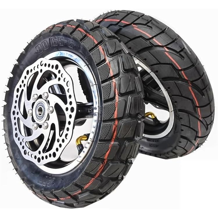 Scooter Parts 10 Inch 8065-6 E-Scooter Tires RoadOff-Road Brake Wheel Rim with Disc Brake Wear Resistant Rear Wheel Replace Tyre Parts Long Service Life80 65 6 Off-Road