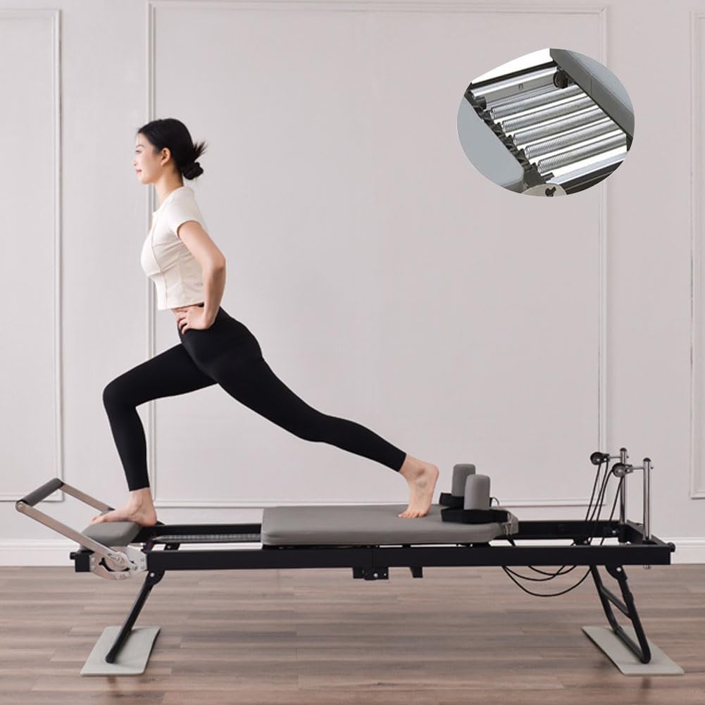GX&XD Pilates Reformer Machine for Home, Foldable Pilates Workout Equipment for Beginner with High Strength Alloy Springs, Steel Structure, Up to 330lbs Weight Capacity