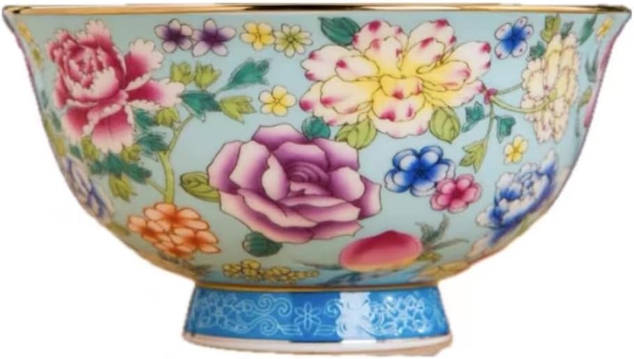 CGLTD Chinese Ancient Palace Style Porcelain Rice Bowl,Porridge Bowl,Soup Bowl1pc Boutique Pastel Seasons Flower high Bowl Porcelain Study Decoration-12  6cm