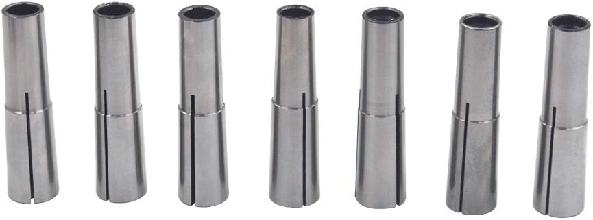 findmall 7Pcs #2 MT Collet Set 18 - 12 2MT MT2 316 14 38 Round Chuck