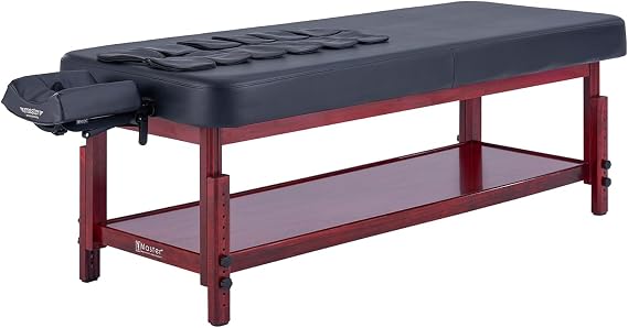 Master Massage 76cm AirMaster-II with Airwave Full Body Stretching Portable Massage Table with Airbags 3D Lumbar Traction for Professional & Home Use Chiropractic Table (Mahogany Color Frame)