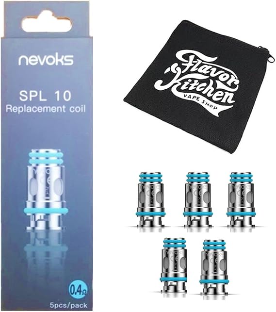 Replacement Coil for NEVOKS Pagee SPL-10 Mesh Coil 5 Pack + FlavorKitchen Original Mini Pouch Set 0.4ΩMesh
