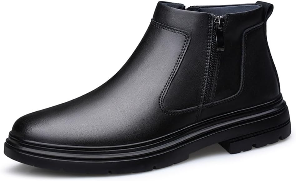 Thrym Men's Chelsea Boots Side Zip Leather Ankle Boots Non-Slip Waterproof Formal Casual Dress Boots