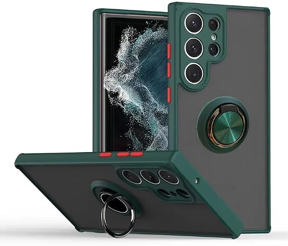 Coverzone Samsung Galaxy S22 Ultra ile uyumlu Kılıf Thunder Hux Yüzüklü Kapak Şık ve Dekoratif Model Stand Olabilen 360° Dönebilen Yüzük Aparatı ve Kamera Korumalı Yükseltilmiş Thunder Hux Kapak