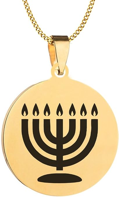 Jerusalem Menorah Symbol Stainless Steel Seven Brances Pendant Necklace