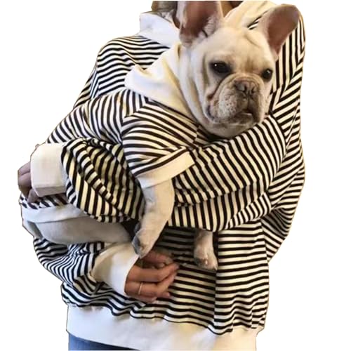 Matching Dog and Owner Clothes Separately Sold,Striped Mom Dad Dog Hoodie for Small Dogs Cats,Puppy Sweatshirt Fall WinterBlack,Pet S