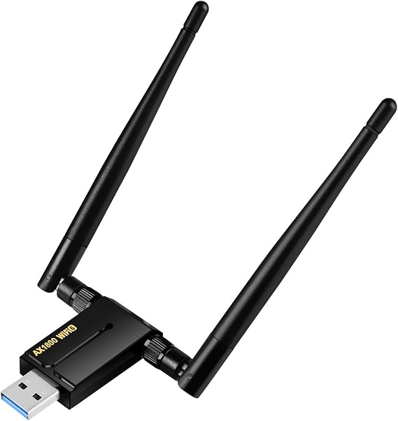 USB WiFi Adapter for PC - 1800Mbps USB 3.0 WiFi 6 Adapter for Desktop PC Laptop with 2.4G/5G Dual 5dBi Antennas, Wireless Network Adapter for MU-MIMO OFDMA WPA3 Plug & Play, Supports Windows 11/10
