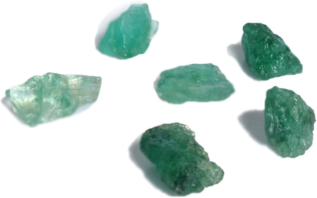 Green Emerald Rough Loose Gemstones 50.50 Ct Rough Emerald Stones, Loose Gemstones, Lot of 6 Pcs Raw Rough Gemstones