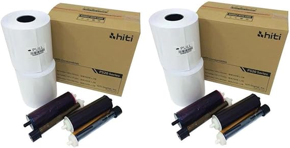 HiTi 4x6" Media for Photo Printer P520 & P520L - 2 Pack (4 Rolls & 4 Ribbons - 2 Thousand Prints Total)
