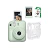Instax Mini 12 Camera-10's Film-Clear Plexi Case And Photo Frame Set of 2 Green