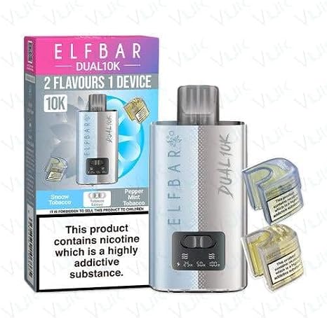 Elf Bar Dual10K - 2 Flavors in 1 Device | Tobaccoo Edition (Snoow Tobaccoo & pepper Mintt Tobaccoo) | High-Capacity & Long-Lasting Performance