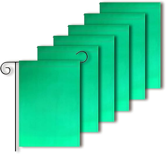 Muka 6 Pcs Solid Color Blank Garden Decorative Flags, Polyester Yard Banners for Decorating, 12" X 18"-Green-Double Sided