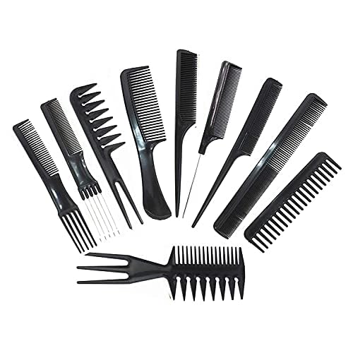 Magic 10 Piece Professional Styling Comb Set, Black
